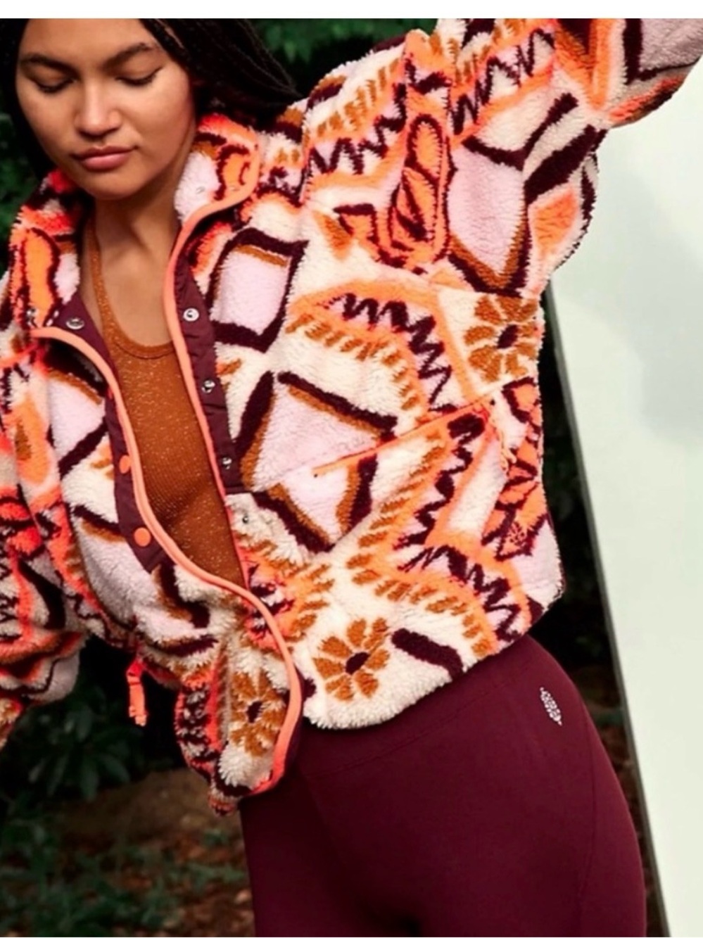 Free People FP Movement hit the slopes snap fleece jacket XS Oversized
